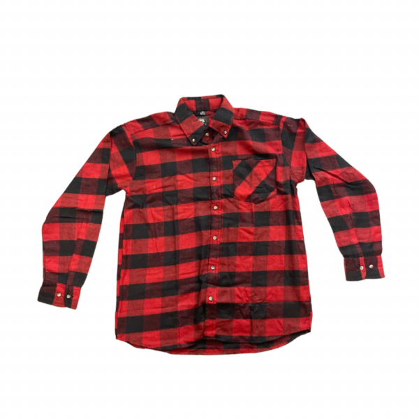 Men's Red Buffalo Plaid Flannel Button Down - Frontier Justice