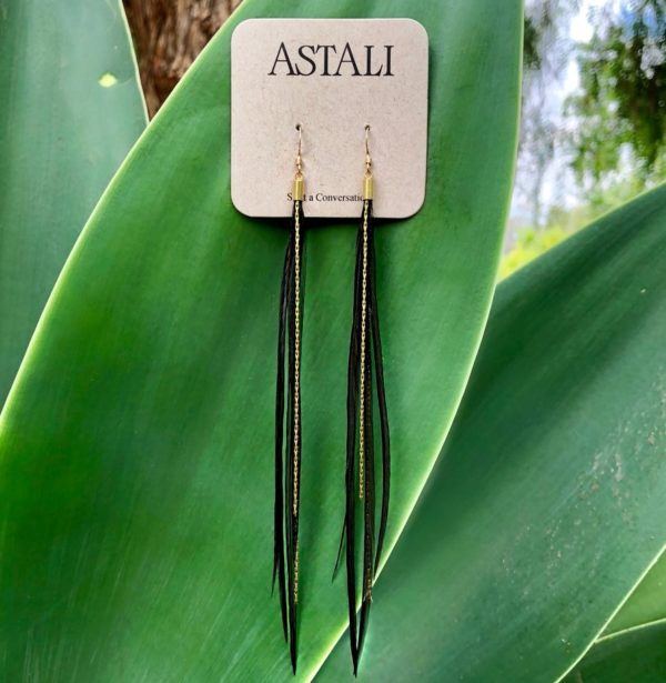 Astali Black Coque Feather Earrings