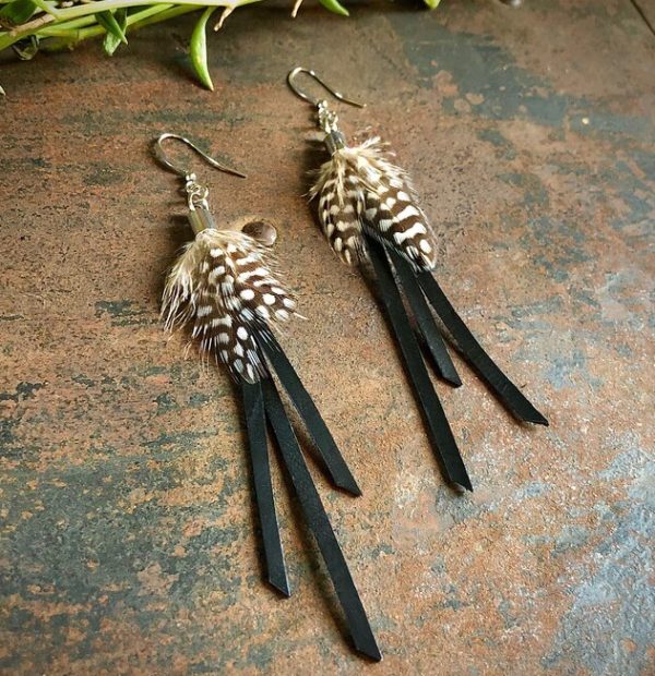 Astali Leather & Feather Mini Earrings