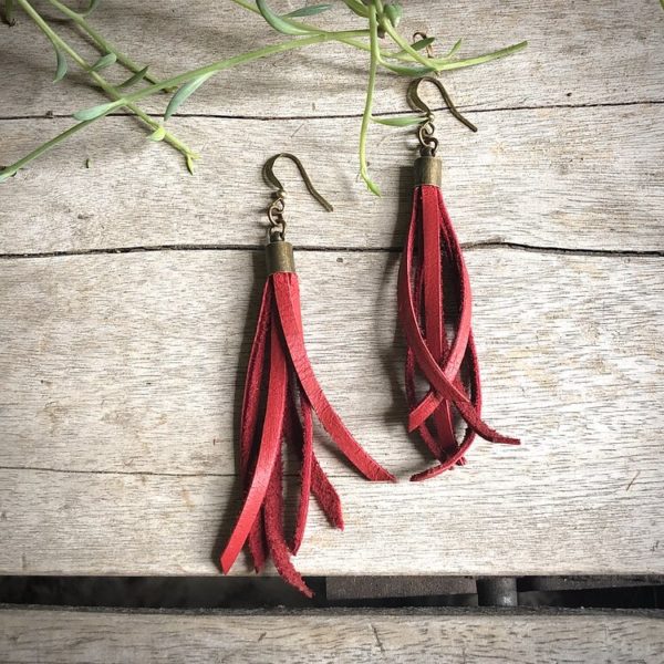 Astali Mini Tassel Earrings - Red