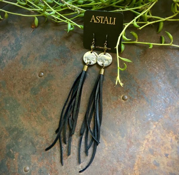 Astali Nickel & Leather Tassel Earrings