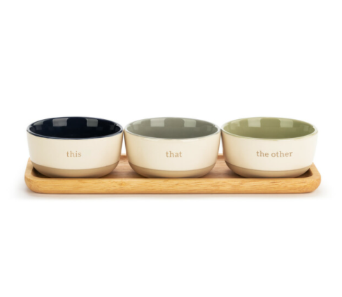 Demdaco Bowl Dip Set with Wooden Tray