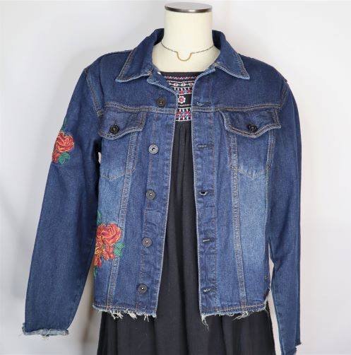 20 NWT Justice Embroidered Denim Jacket Parisian Floral