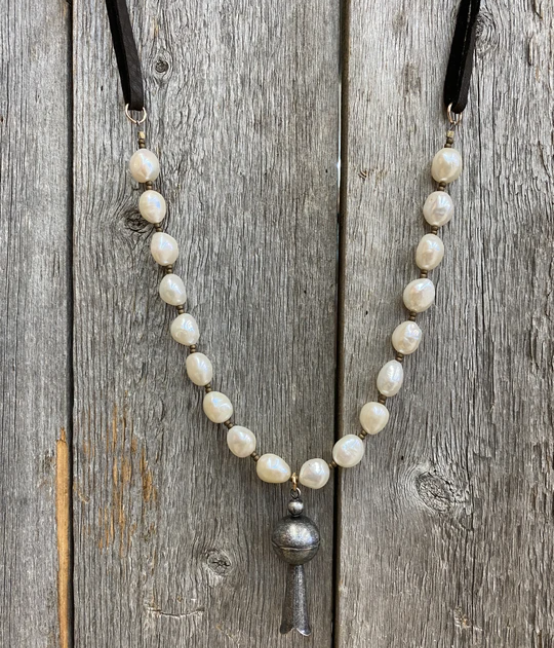 J. Forks Pearl Necklace with Pendant