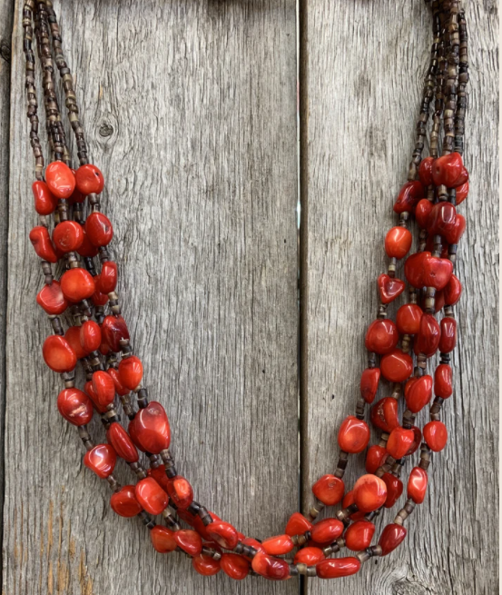 J. Forks Red Coral Layered Necklace