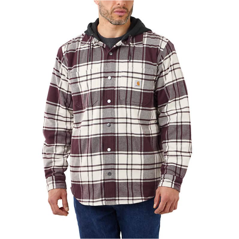 Men's Relaxed Fit Flannel Hoodie Shacket - Frontier Justice