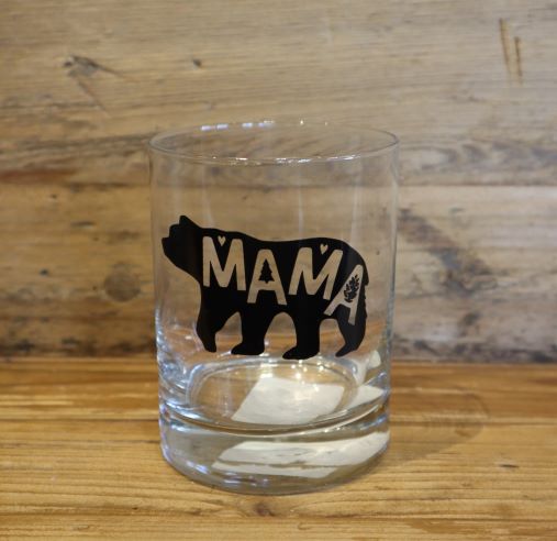 Mama Bear Rocks Glass