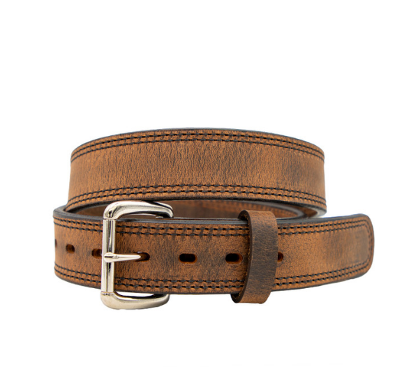 Double Stitch Conceal Carry Leather Belt - Frontier Justice