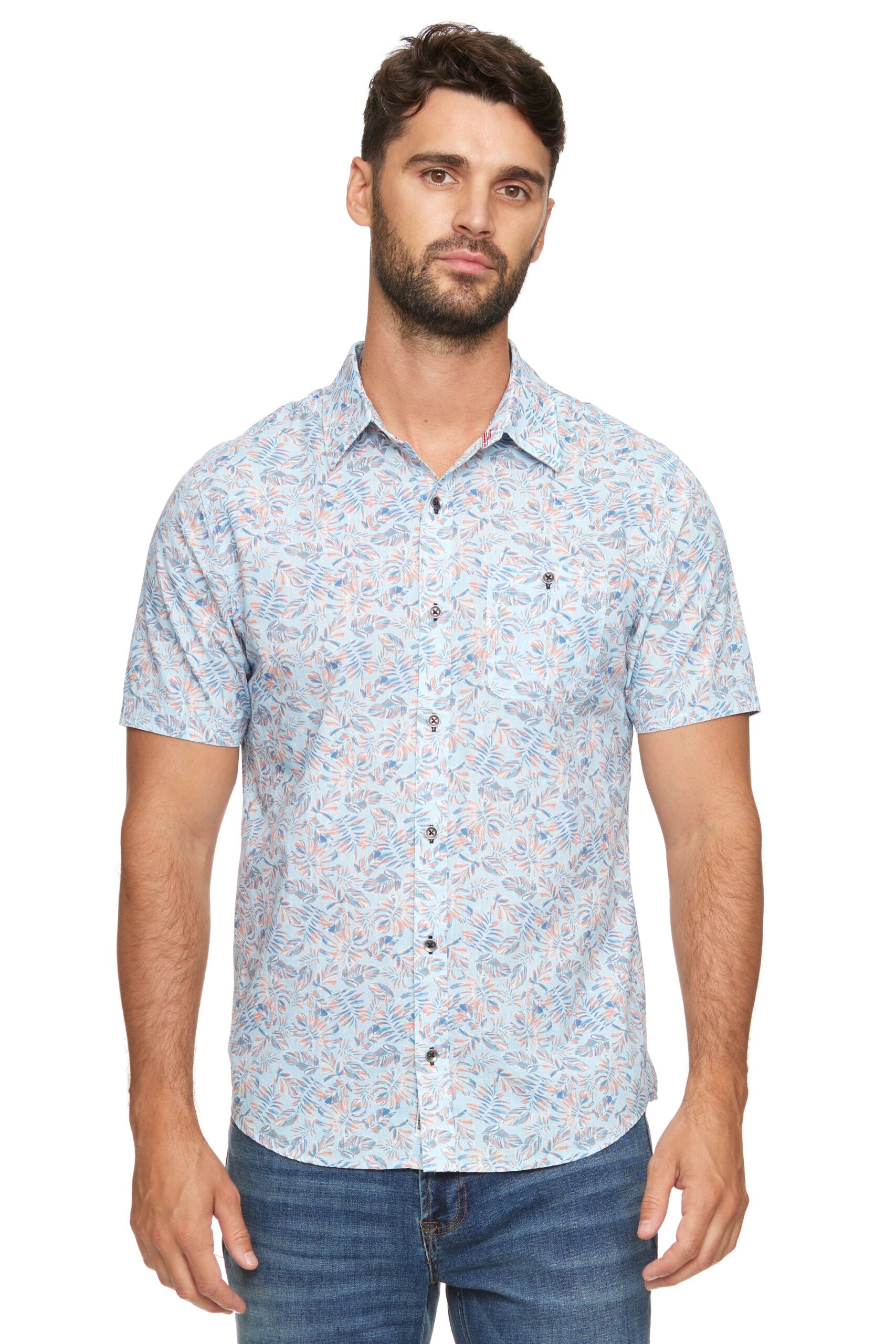 Kissimee Short Sleeve Palm Printed Button Up - Frontier Justice