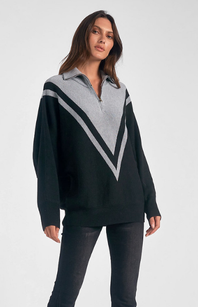 Quarter Zip Oversized Sweater - Frontier Justice
