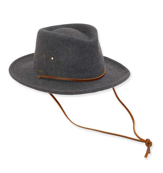 Safari Hat with Leather Cord - Charcoal