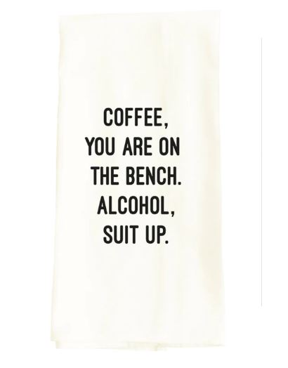 coffee on the bench tea towel